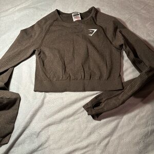 Gymshark Brown Long Sleeve Crop Top